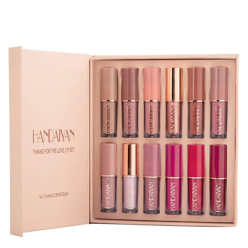 12 Matte Lipsticks – Smudge-Proof & Long-Lasting (Orginal Handaiyan )