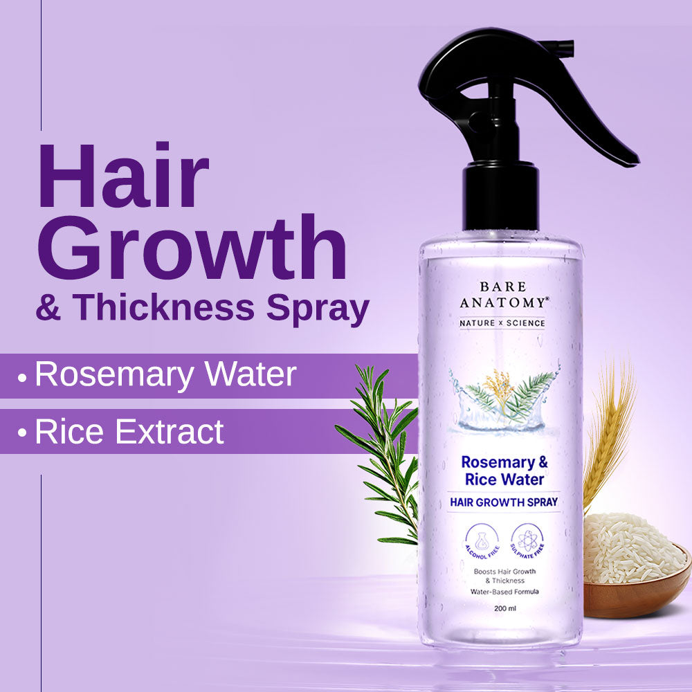 Bare Anatomy Nature x Science Rosemary Water Spray for Hair Growth & Hair Thickness with Rice Water