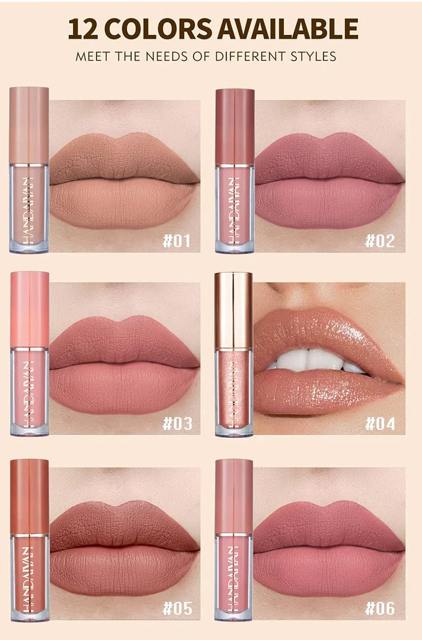 12 Matte Lipsticks – Smudge-Proof & Long-Lasting (Orginal Handaiyan )