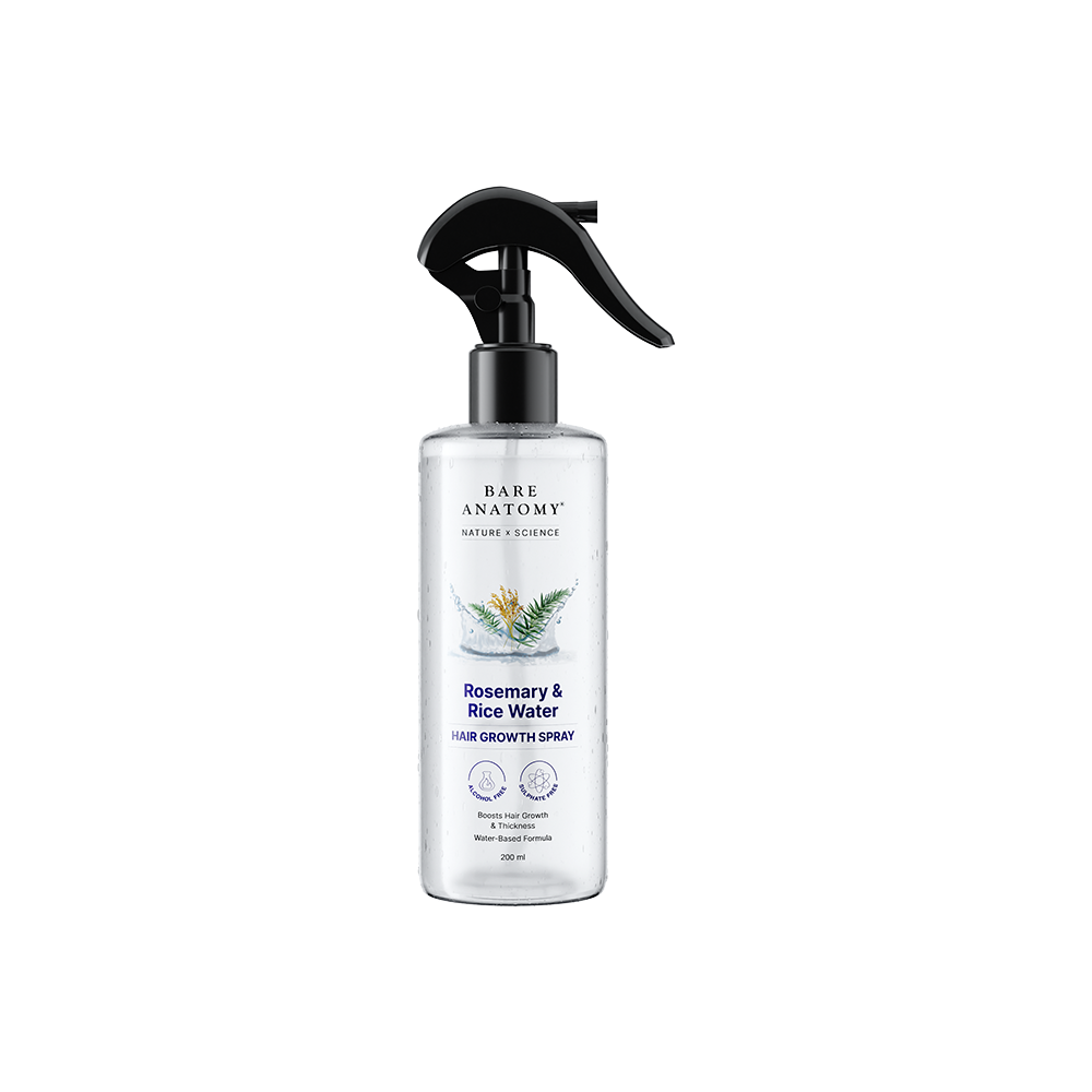 Bare Anatomy Nature x Science Rosemary Water Spray for Hair Growth & Hair Thickness with Rice Water